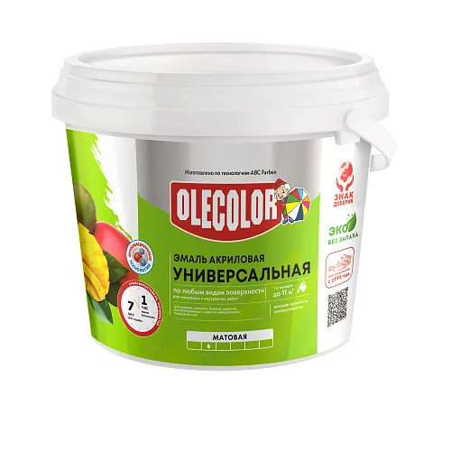 Эмаль акриловая матовая белый (1 кг) OLECOLOR
