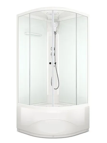 Душевая кабина Domani-Spa Delight Slim 88 high, 800*800*2180 высокий поддон, белые стенки, сатин матовое стекло, б/эл