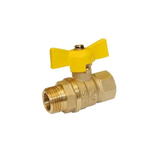 Кран шаровой бабочка газовый 15 (1/2") ВР-НР латунь Галлоп