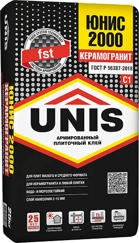 Клей для плитки 2000 25 кг ТМ UNIS (1/48)