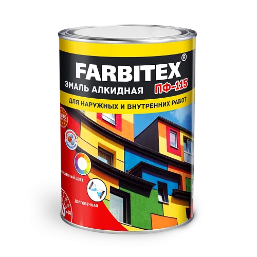 Эмаль алкидная ПФ-115 белый (0.8 кг) FARBITEX