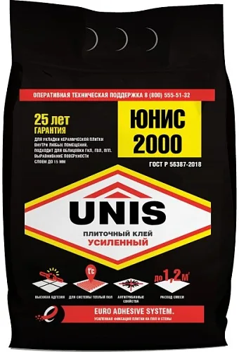Клей для плитки 2000  5 кг ТМ UNIS (1/6)(1/144)