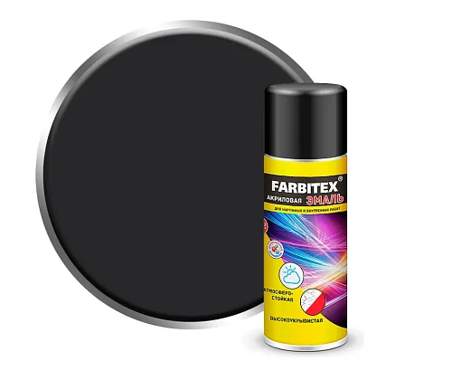 Аэрозоль эмаль акриловая 9004 сигнальный черный (520 мл) FARBITEX