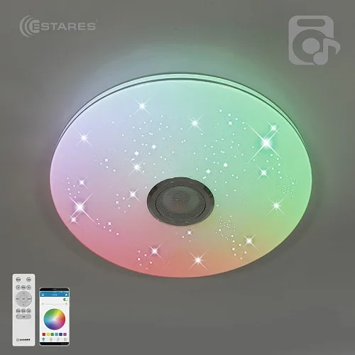 Управляемая светодиодная музыкальная люстра Estares MUSIC RGB 60W R-APP-390-WHITE/CHROME-220-IP20