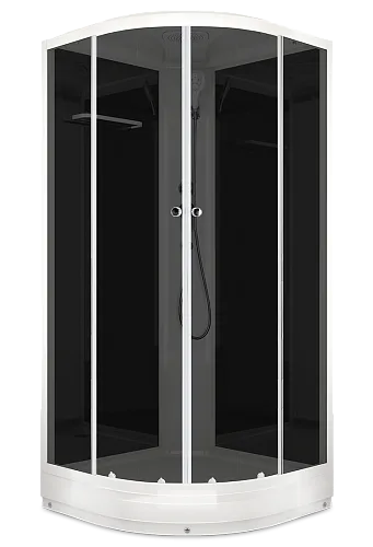Душевая кабина Domani-Spa Delight Slim 99 (90*90*218) низ. поддон, черные стенки тонированные стекла, с/эл