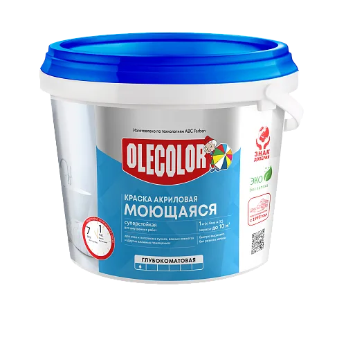 Краска водно-дисперсионная база "А" моющаяся (3 кг / 1.875 л ) Olecolor