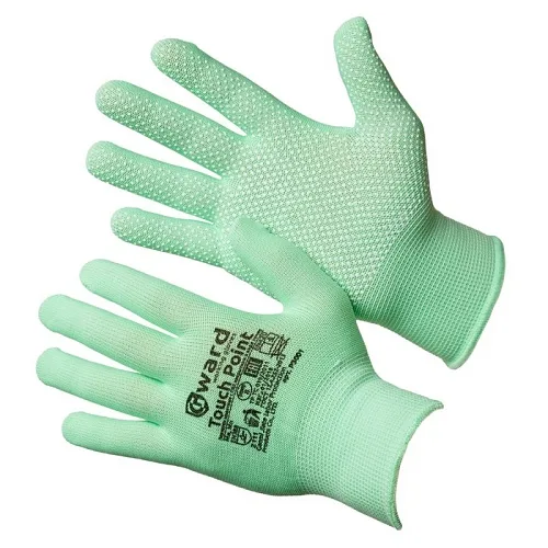 Перчатки нейлоновые с микроточечным покрытием Touch Point GWARD (P3001) 8(М) зеленая