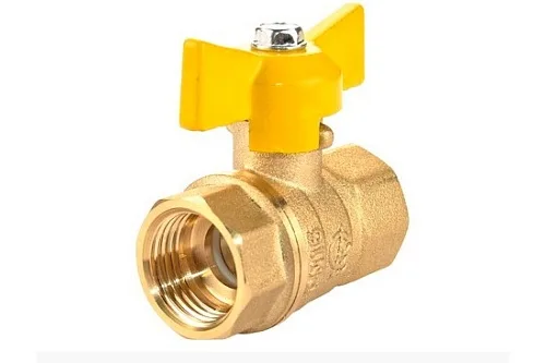 Кран шаровой бабочка газовый 15 (1/2") ВР латунь Галлоп