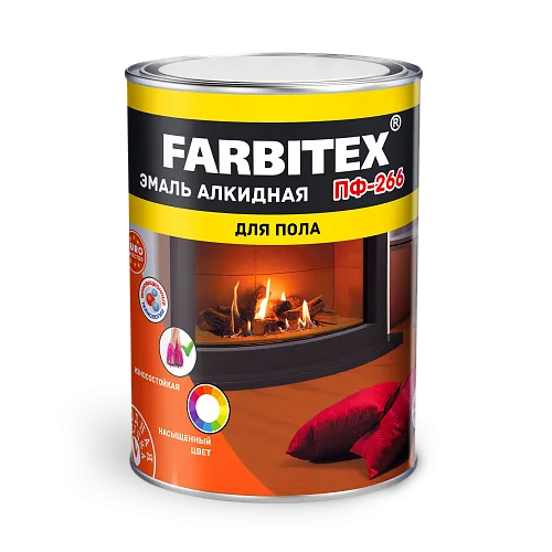 Эмаль алкидная ПФ-266 красно-коричневый (1.8 кг) FARBITEX