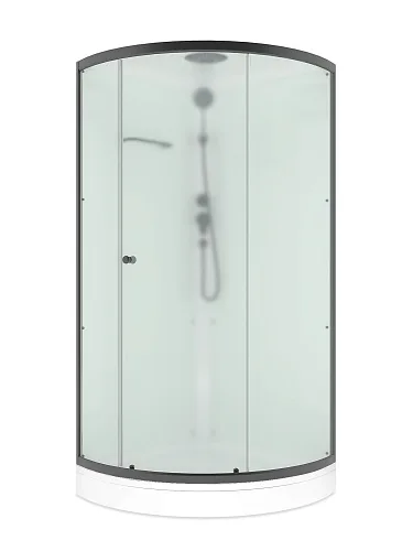 Душевая кабина Domani-Spa Simple 99 V1.2 Black accents 90*90*218 С КРЫШЕЙ, н/п, б/ст, с/мат/стек, Graphite проф, б/эл 