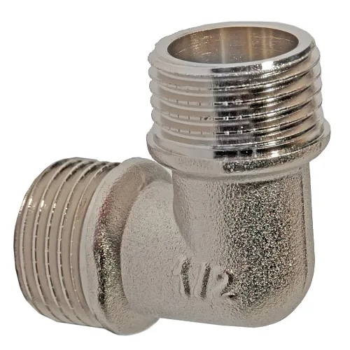 Угольник латунный никелир. 1/2" Нр-Нр STI (20)