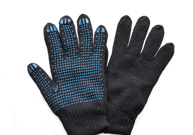 Перчатки УТЕПЛЕННЫЕ двойные "Пермь ЗАМКИ" с пвх ЧЕРНЫЕ (5/100)