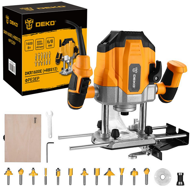Фрезер DEKO DKR1600E+набор фрез RBS12 (12 предметов)