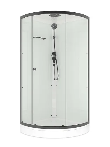 Душевая кабина Domani-Spa Simple 99 V1.2 black accents 90*90*218 С КРЫШЕЙ, н/п, б/ст, проз/стек, Graphite проф, б/эл