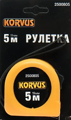 Рулетка 5м х 19мм, Korvus